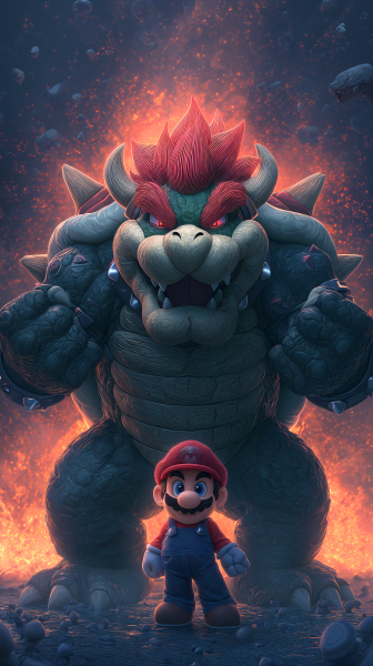 Epic Bowser vs Mario Phone Wallpaper